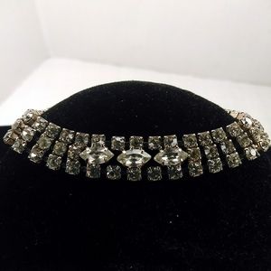 Silver Tone Faux Gemstone Rhinstone Bling Bracelet